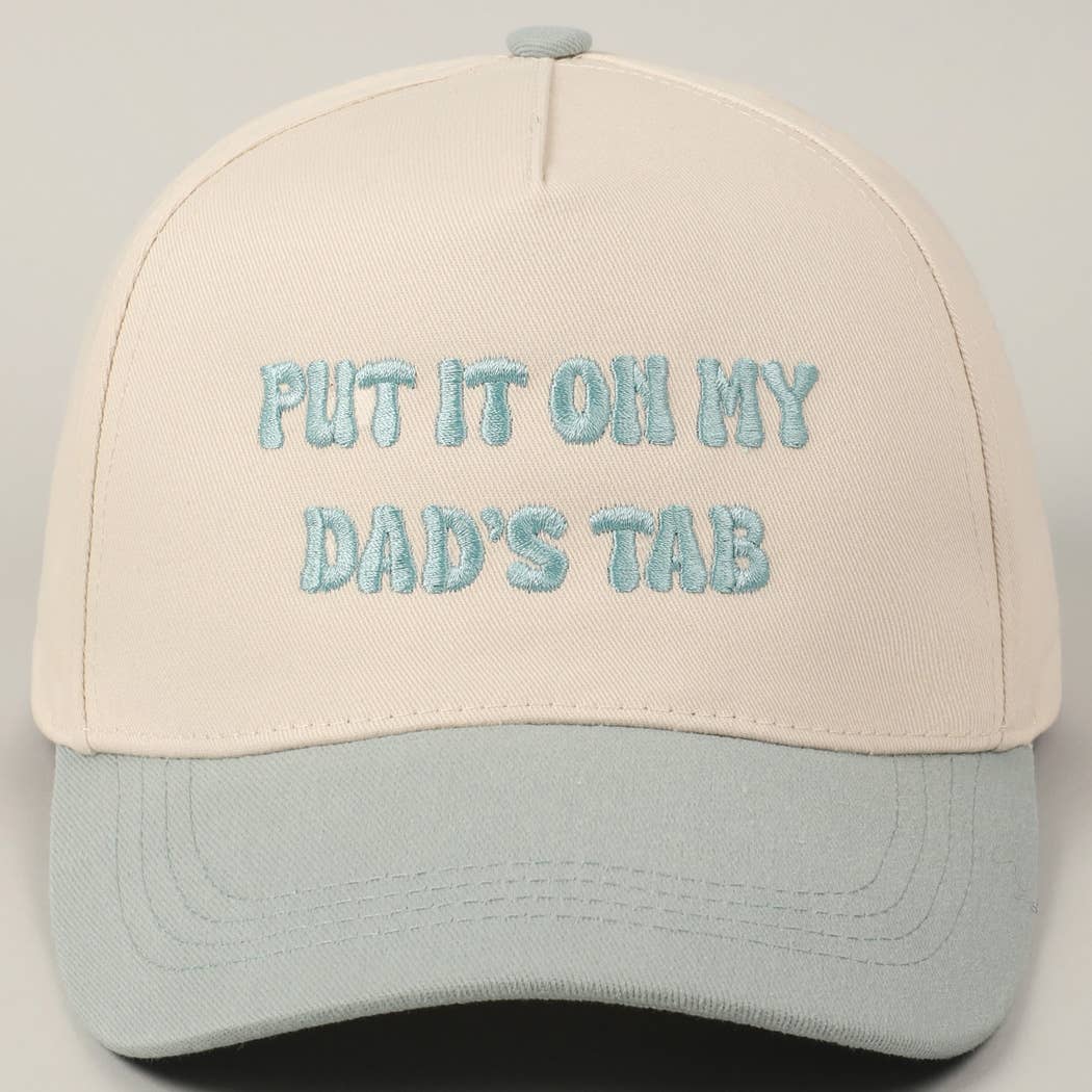 Put It On My Dad's Tab Kids embroidery Two-Tone Hat: Sage Green