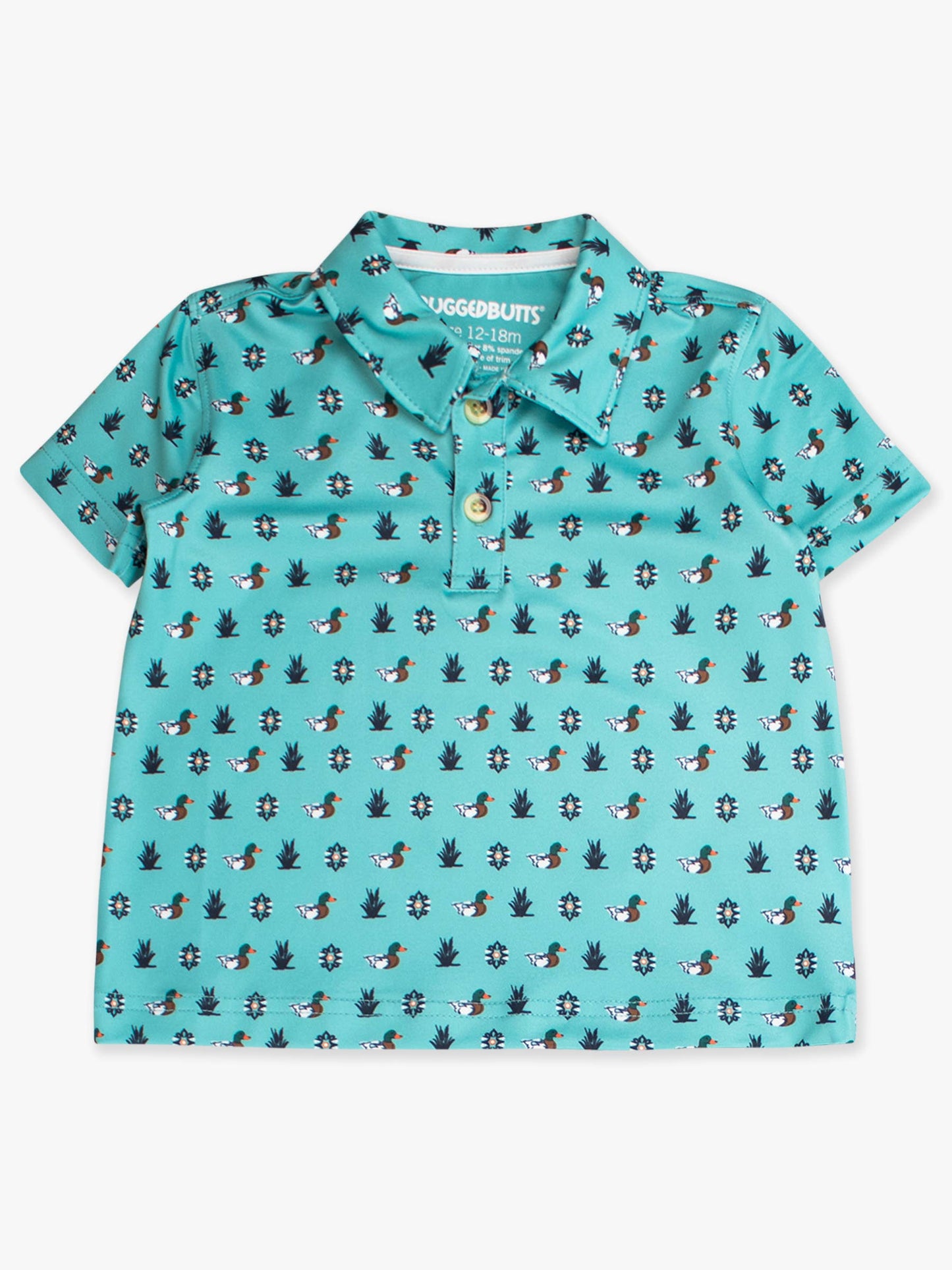 Boys Dapper Ducks Knit Short Sleeve Blue Performance Polo