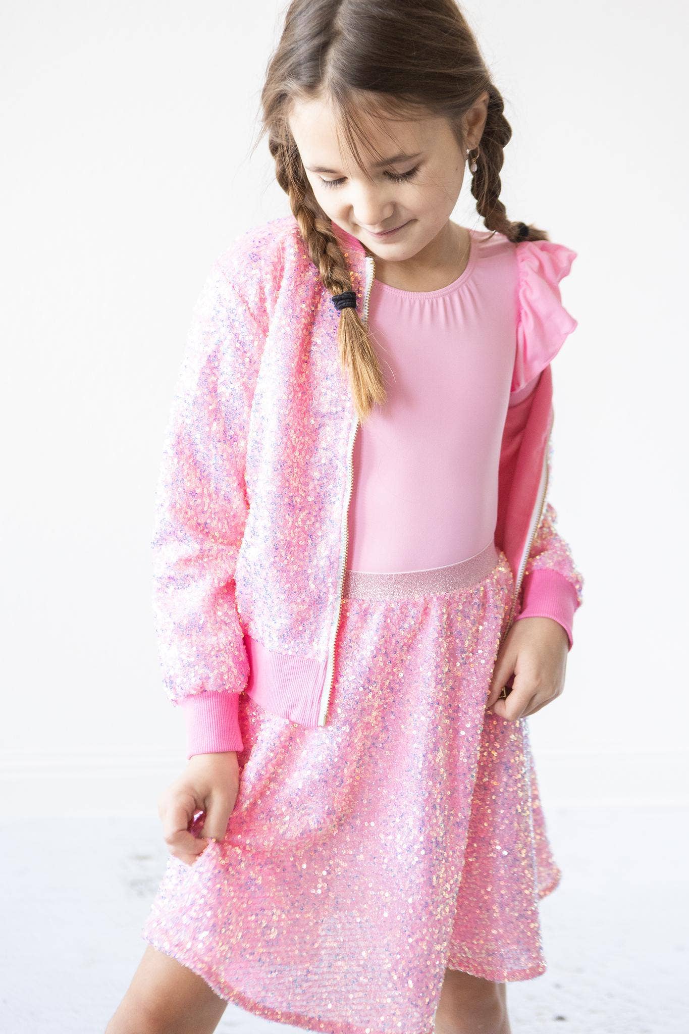 Bubblegum Pink Girls Sequin Jacket