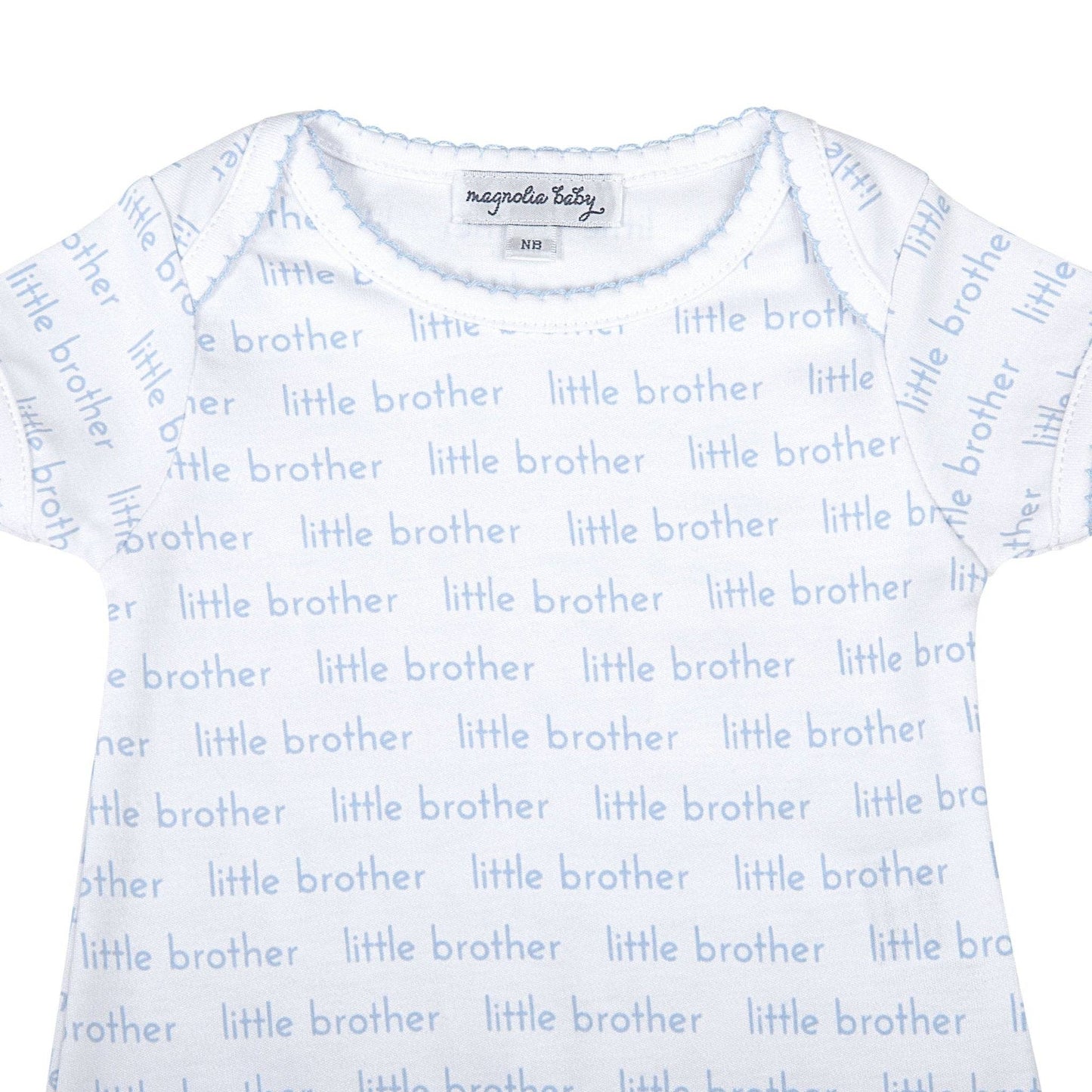 Little Brother Print Blue and White Bodysuit
