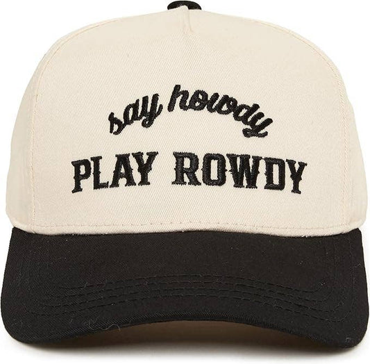 Kids Say Howdy Play Rowdy Cap- Black/Beige