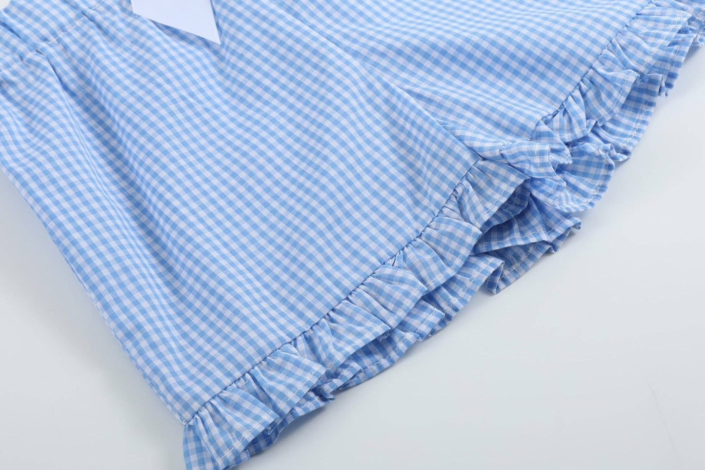 Girls Light Blue Gingham Golf Tee and Short Set