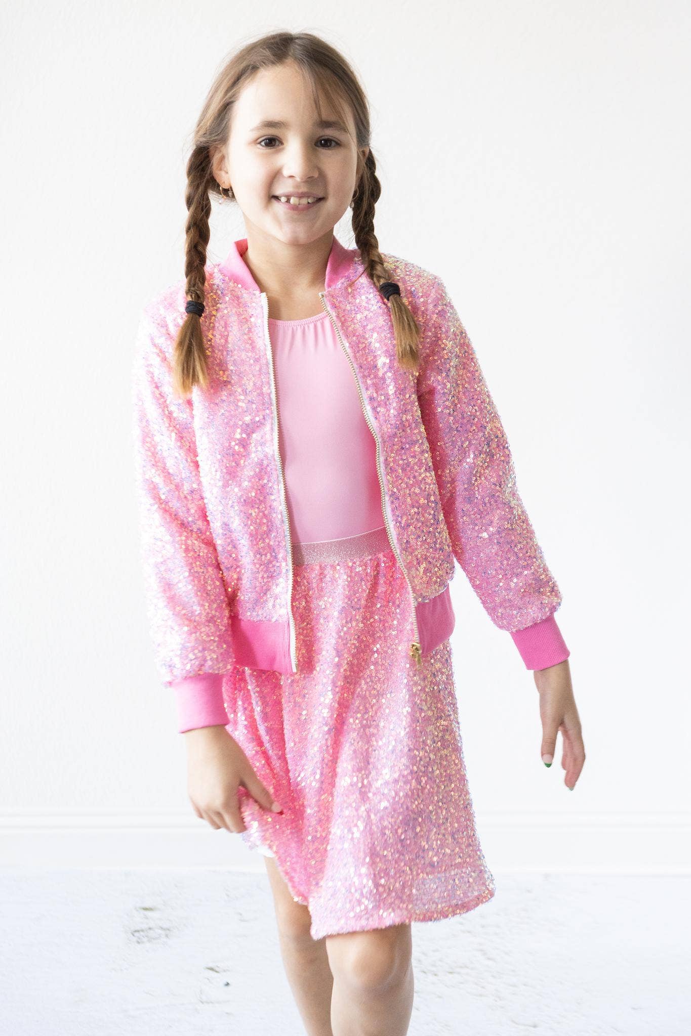 Bubblegum Pink Girls Sequin Jacket