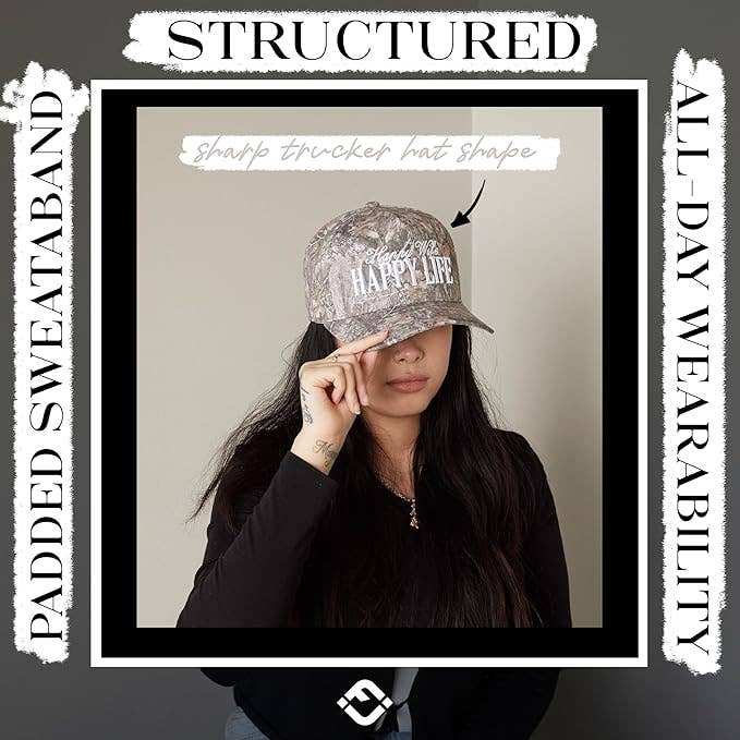 Happy Wife Happy Life Hat - Camo Print