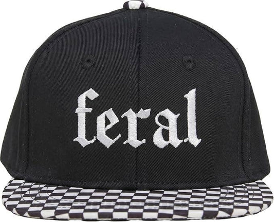 Kids Flat Brim Trucker Hat - Feral - Checker Brim