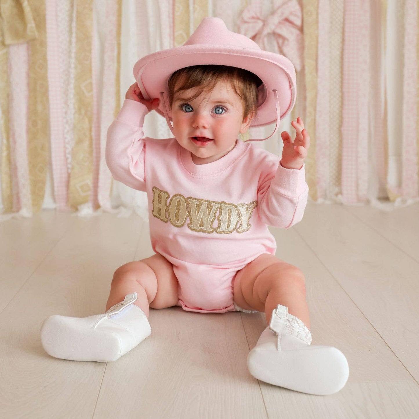 Howdy Patch Western Long Sleeve Romper - Baby Clothing: 00-3M