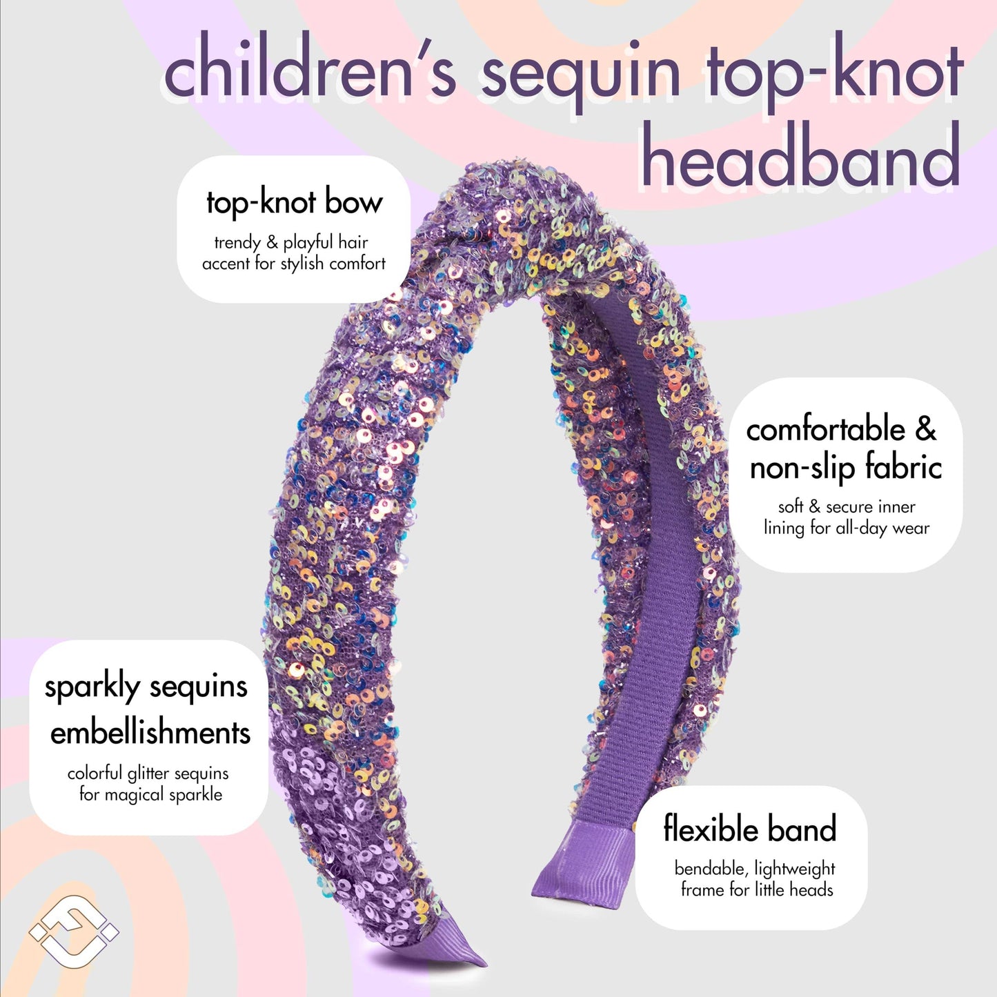 Sequin Girls Headband - Purple