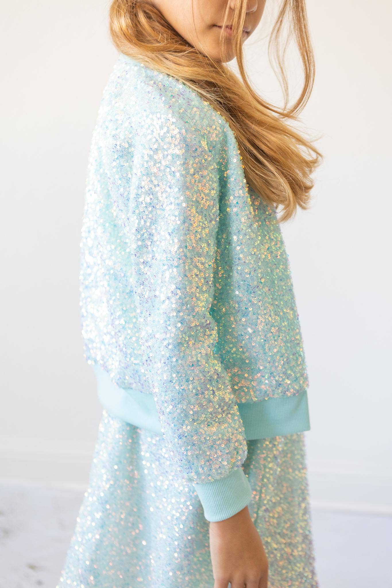 Girls Aqua Sequin Jacket