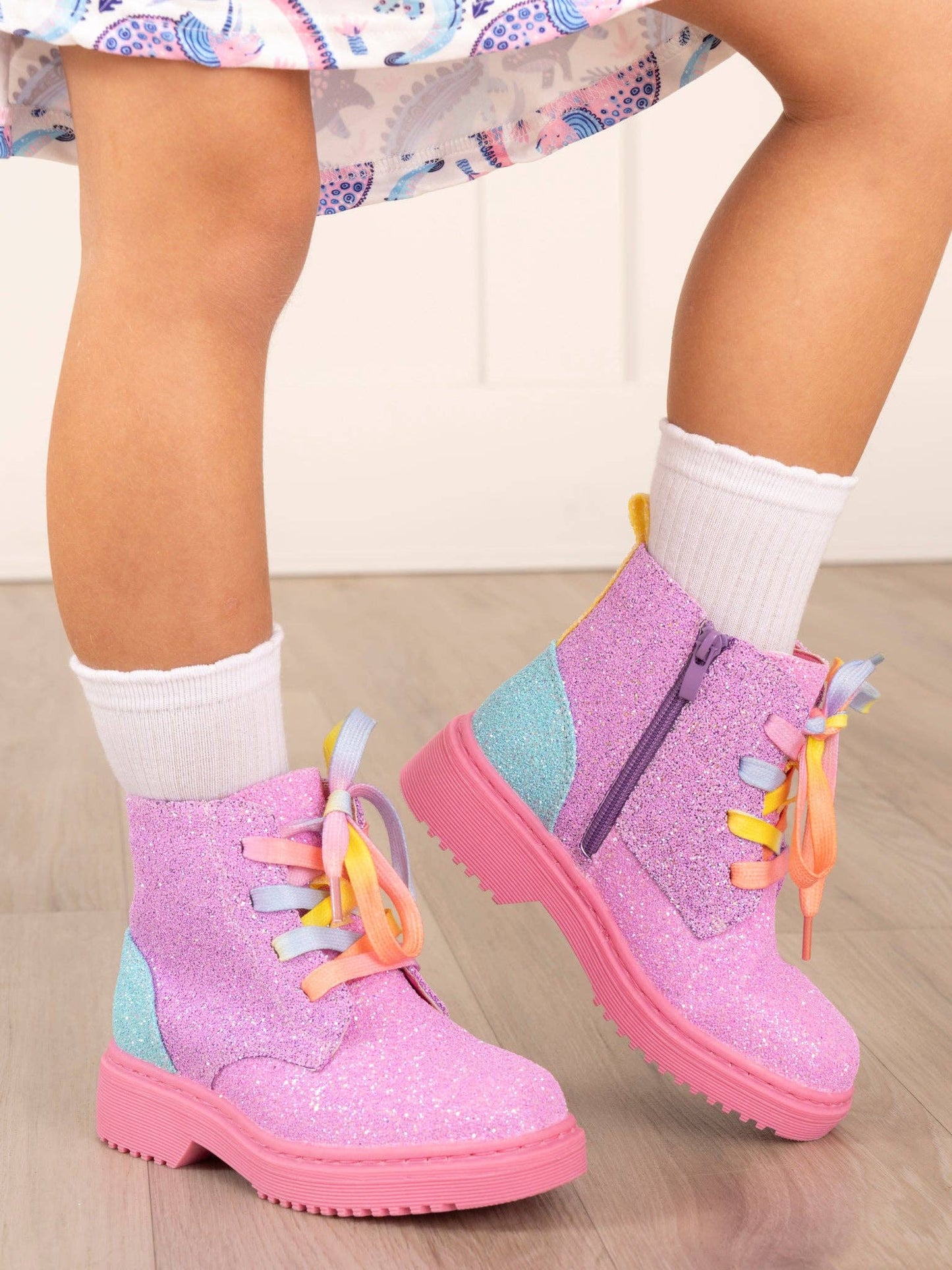 Girls Unicorn Shimmer High Top Boots