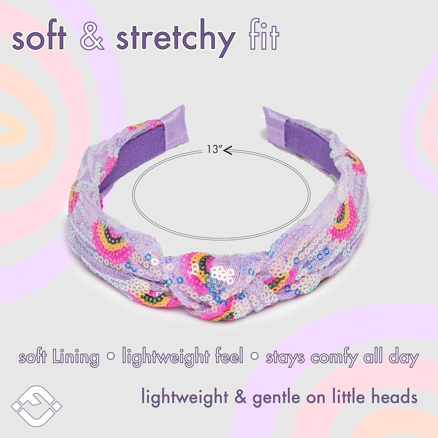 Girl's Rainbow Sequin Knot Headband
