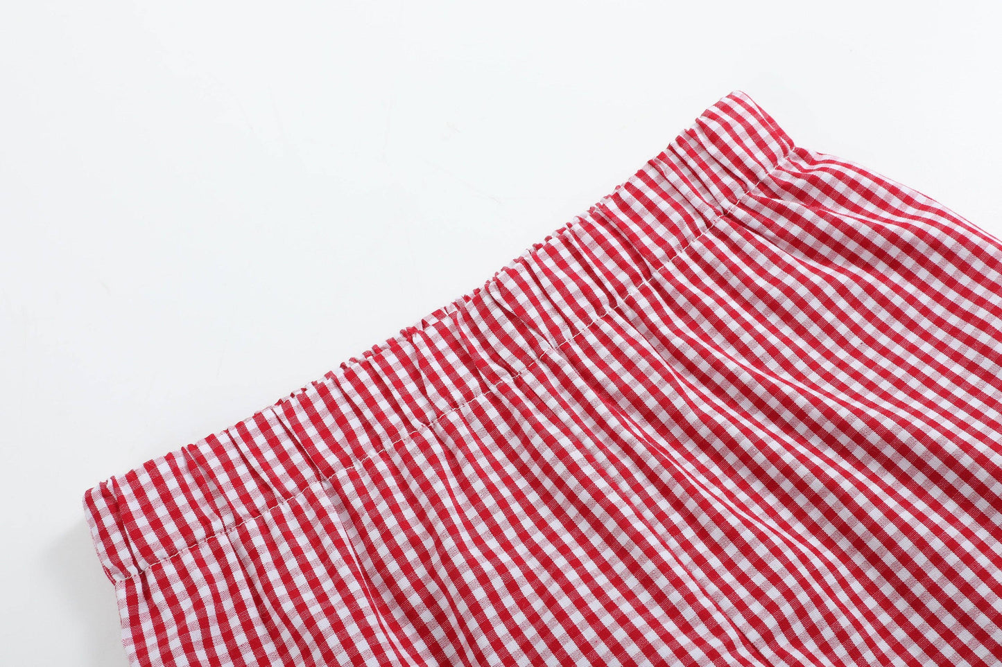 Baseball Smocked Red Gingham Boys Short Set