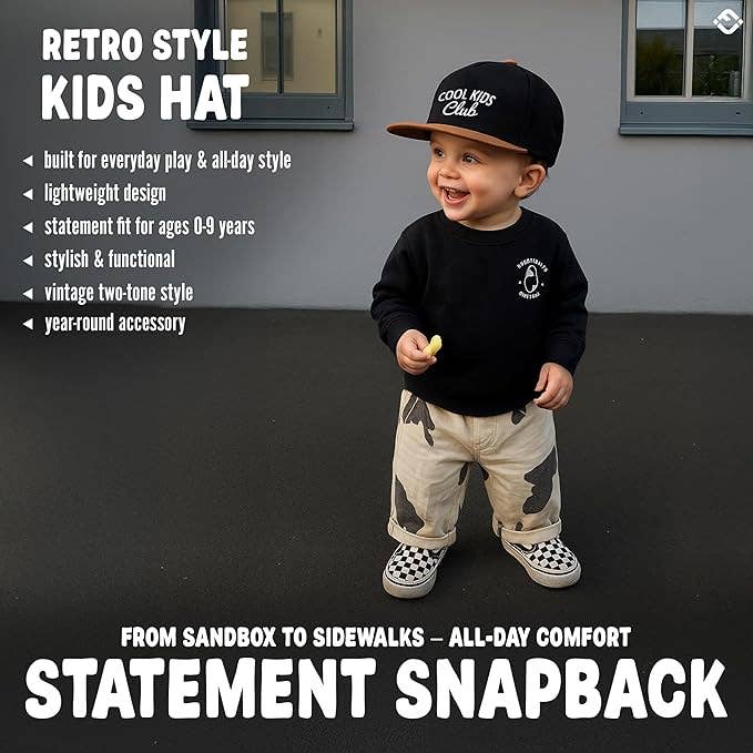 Cool Kids Club Kids Trucker Hat - Black/Faux Leather