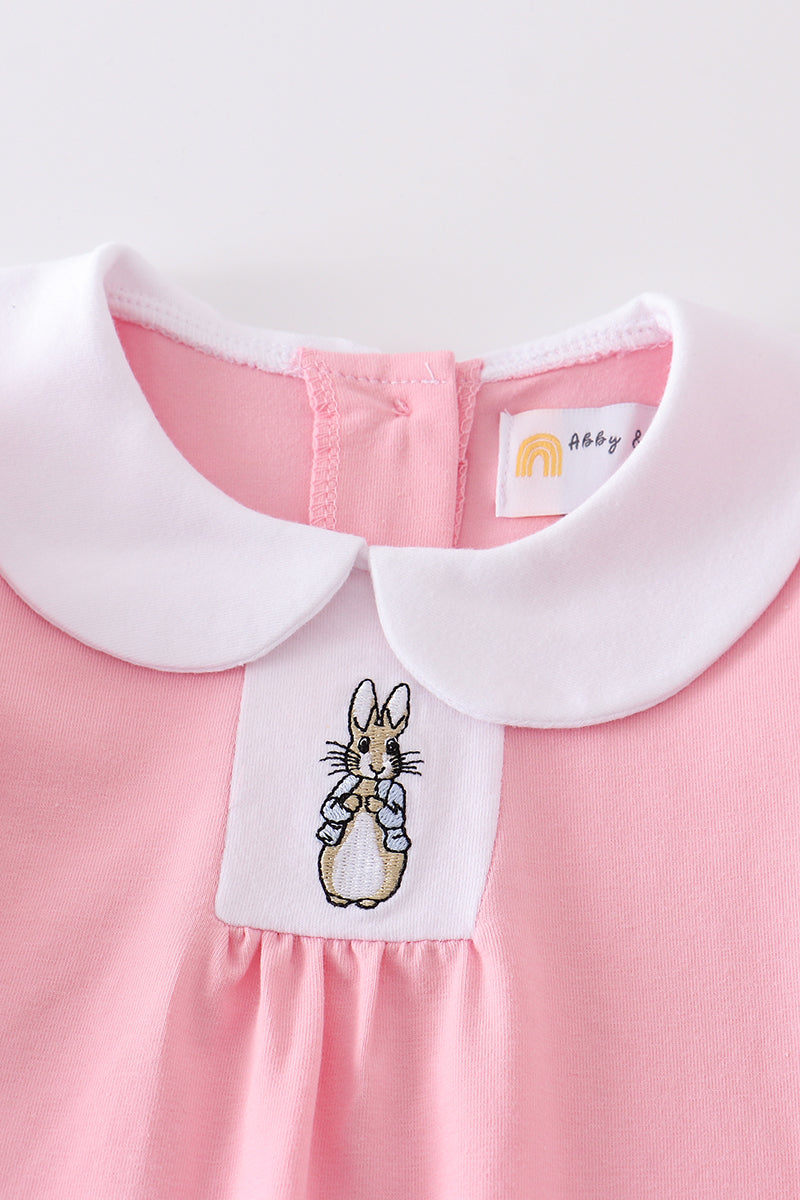 Pink Easter Bunny Embroidery Dress