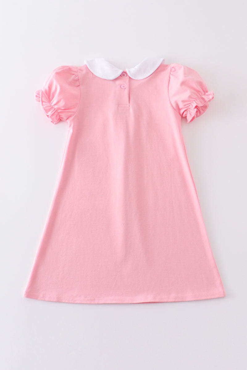 Pink Easter Bunny Embroidery Dress