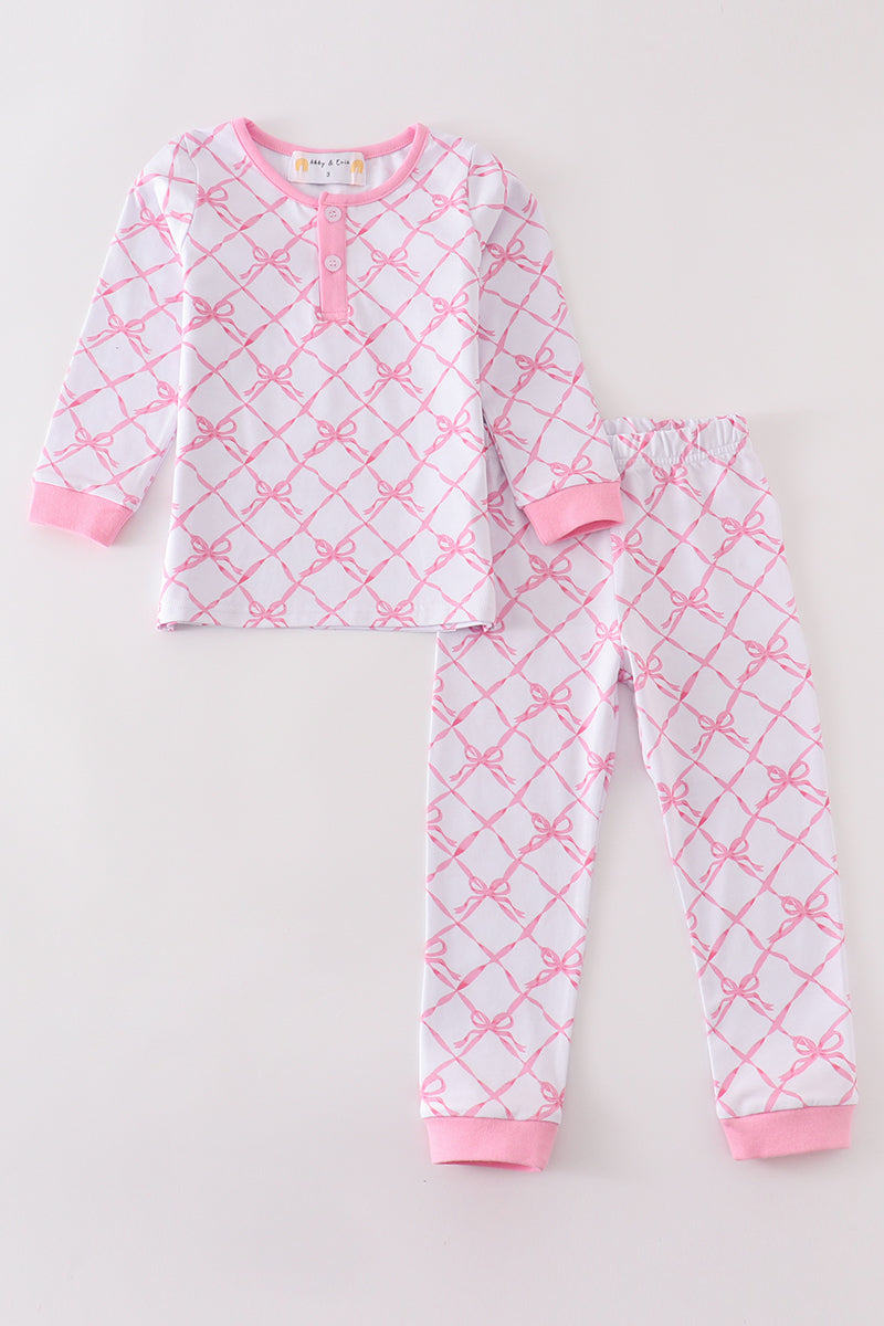 Pretty Bow Tie Girls Pajama Set