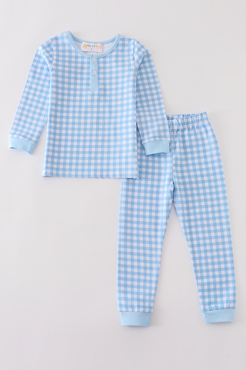 Blue Plaid Boys Pajama Set