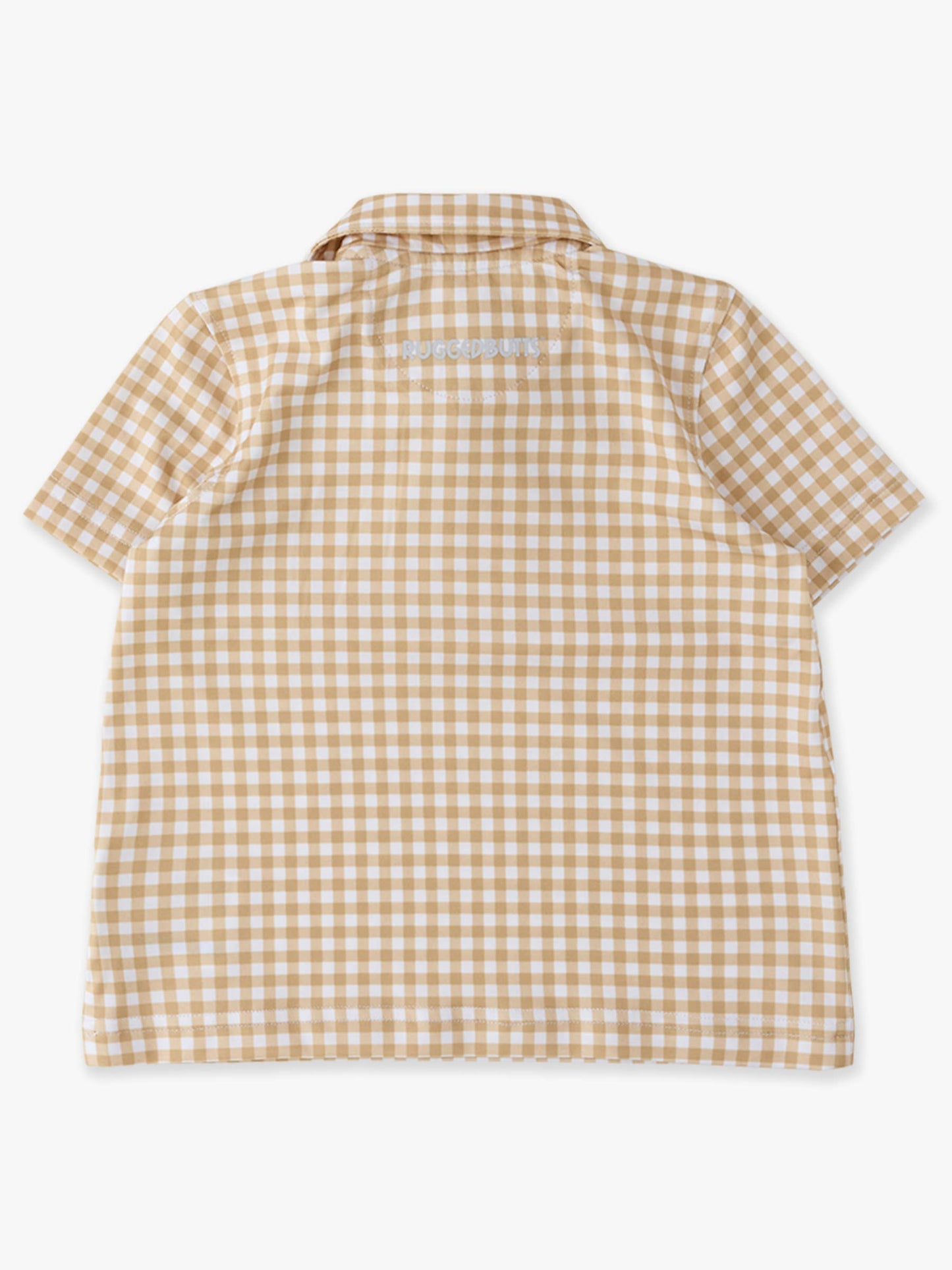 Boys Khaki Gingham Knit Short Sleeve Performance Polo