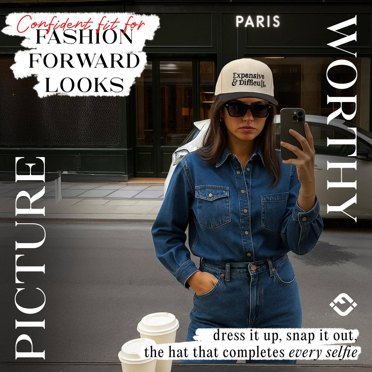 2-Tone Corduroy Hat - Expensive & Difficult - Black