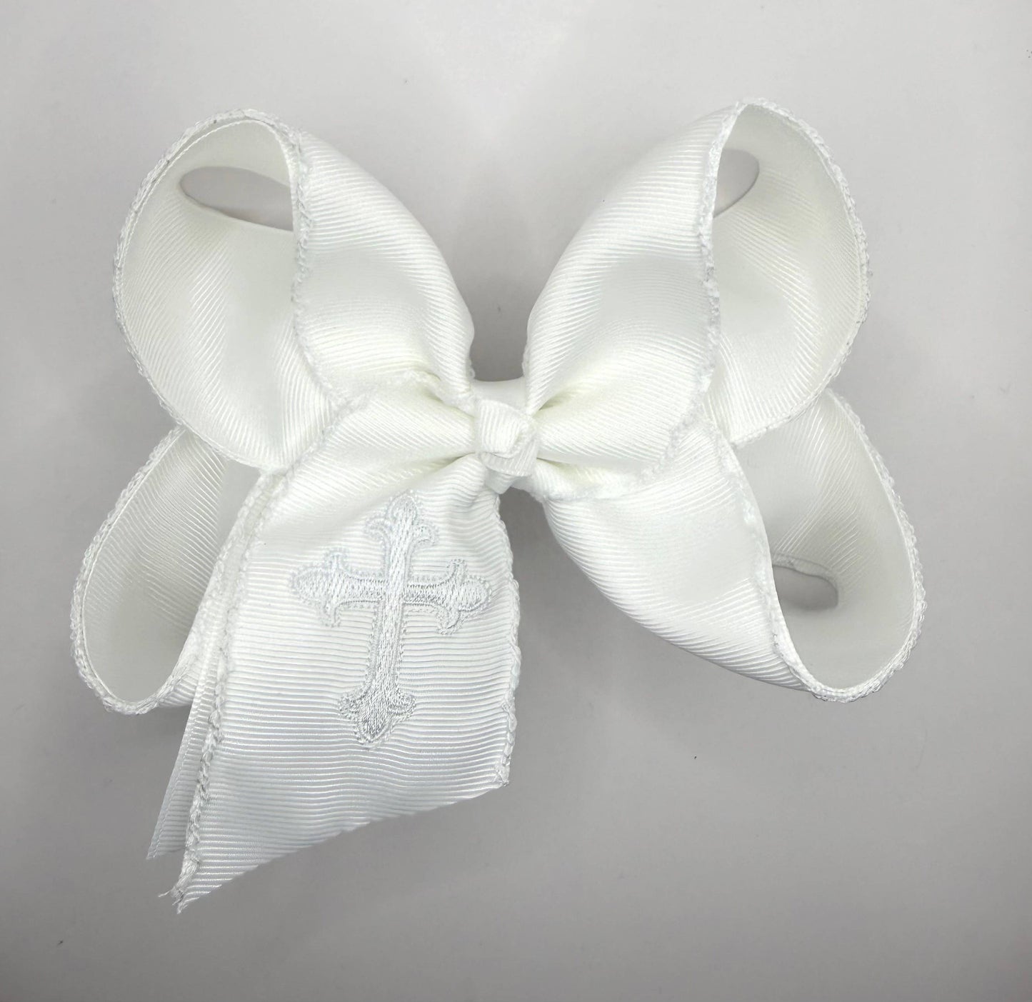 White Cross Moonstitch Hairbow