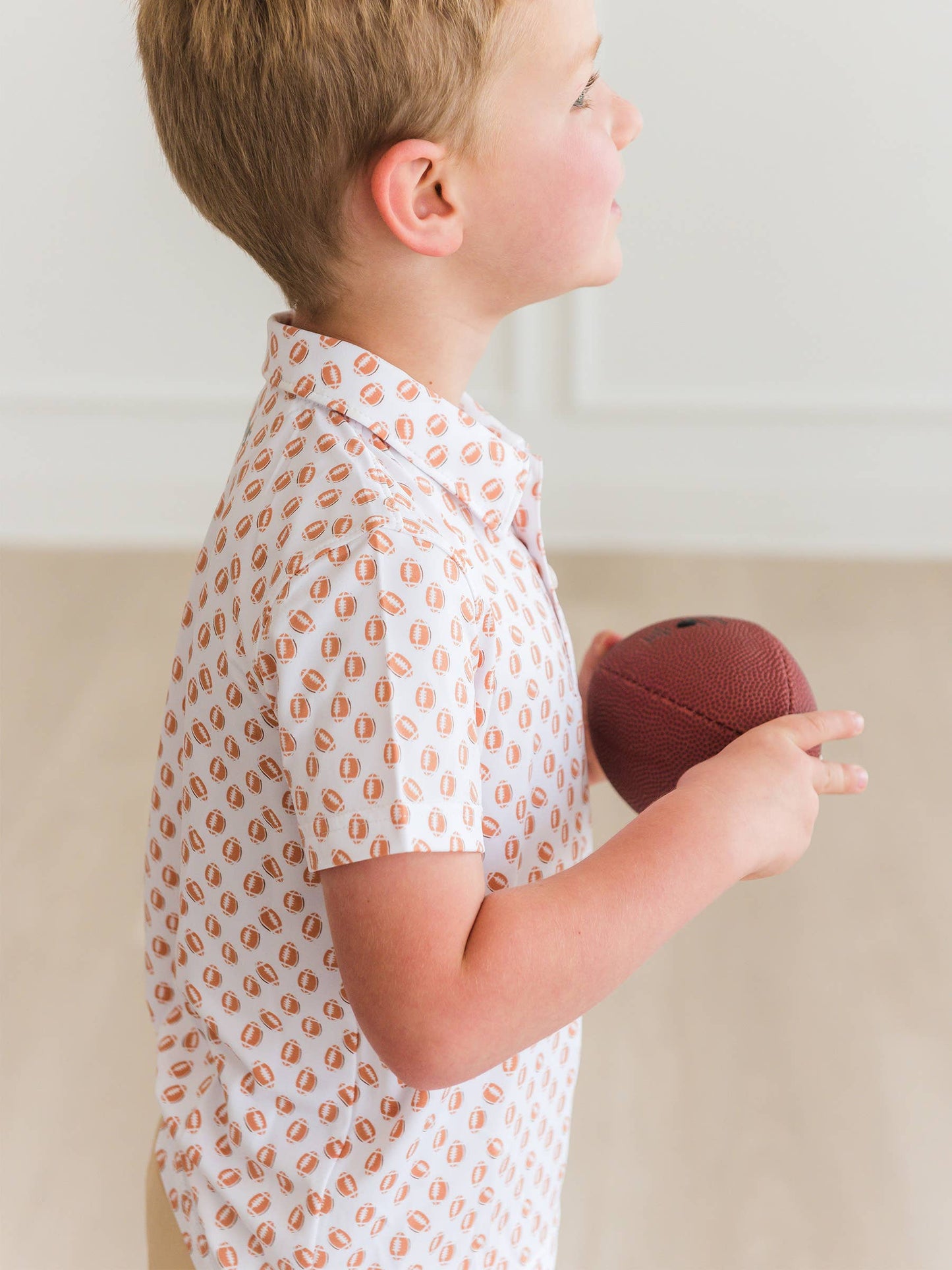 Boys Football Frenzy Knit Short Sleeve White Performance Polo