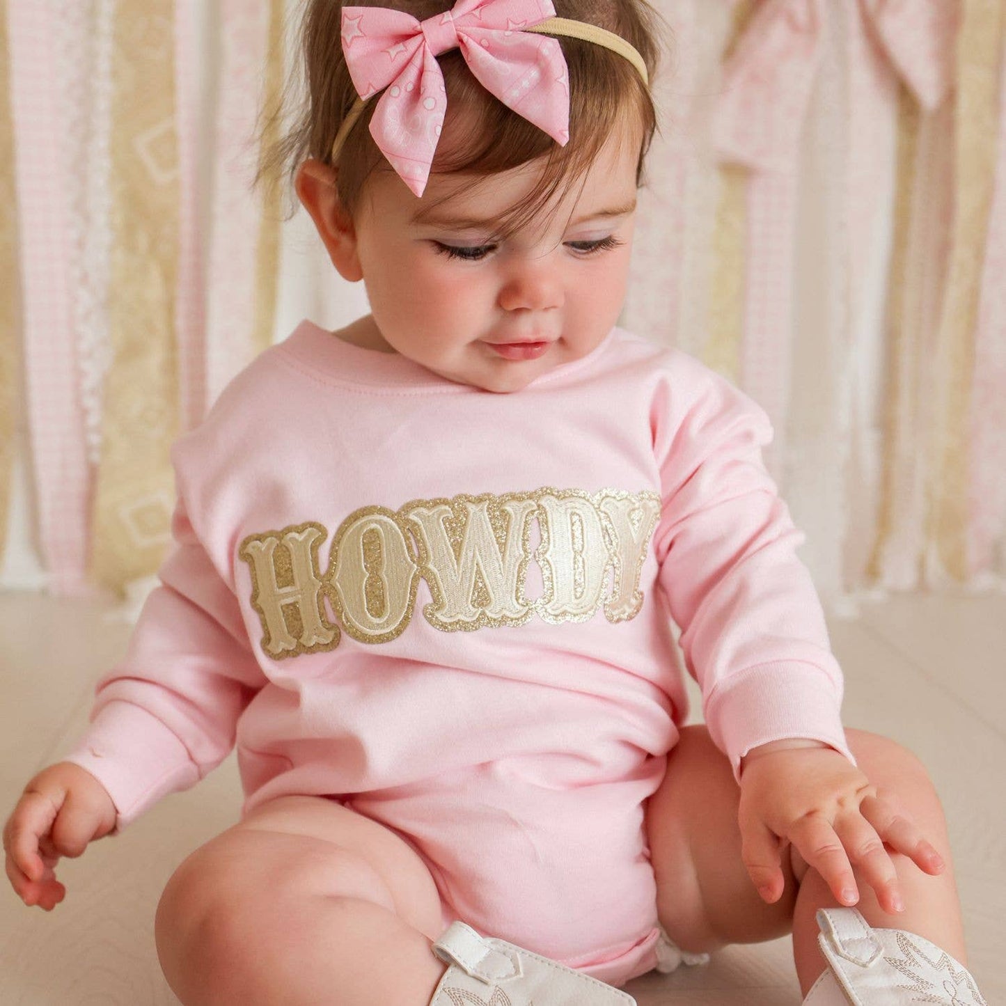 Howdy Patch Western Long Sleeve Romper - Baby Clothing: 00-3M