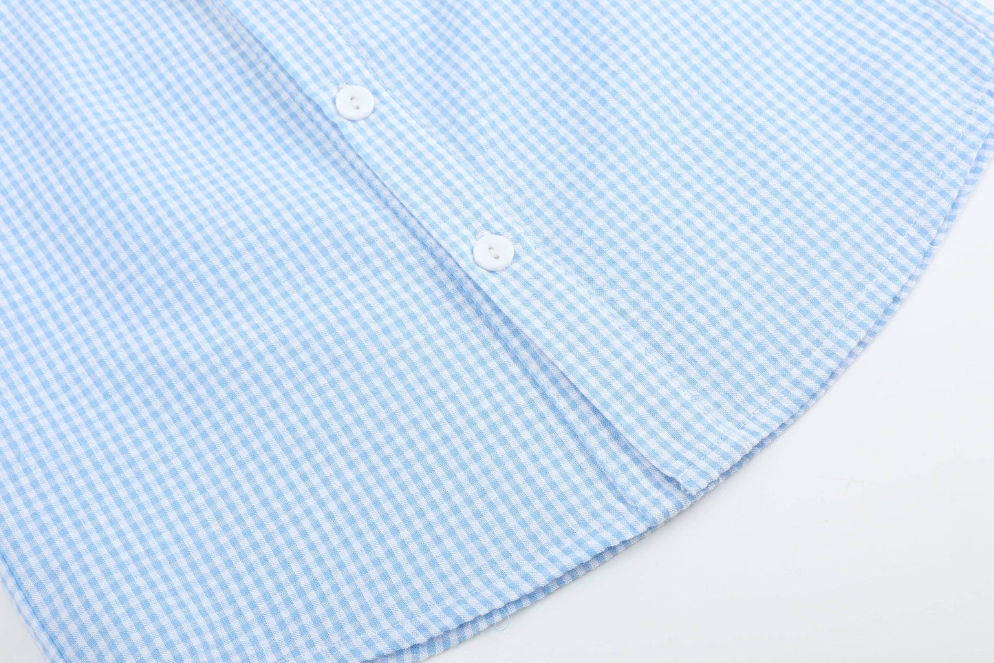Blue Gingham Easter Bunny Boys Button Down Shirt