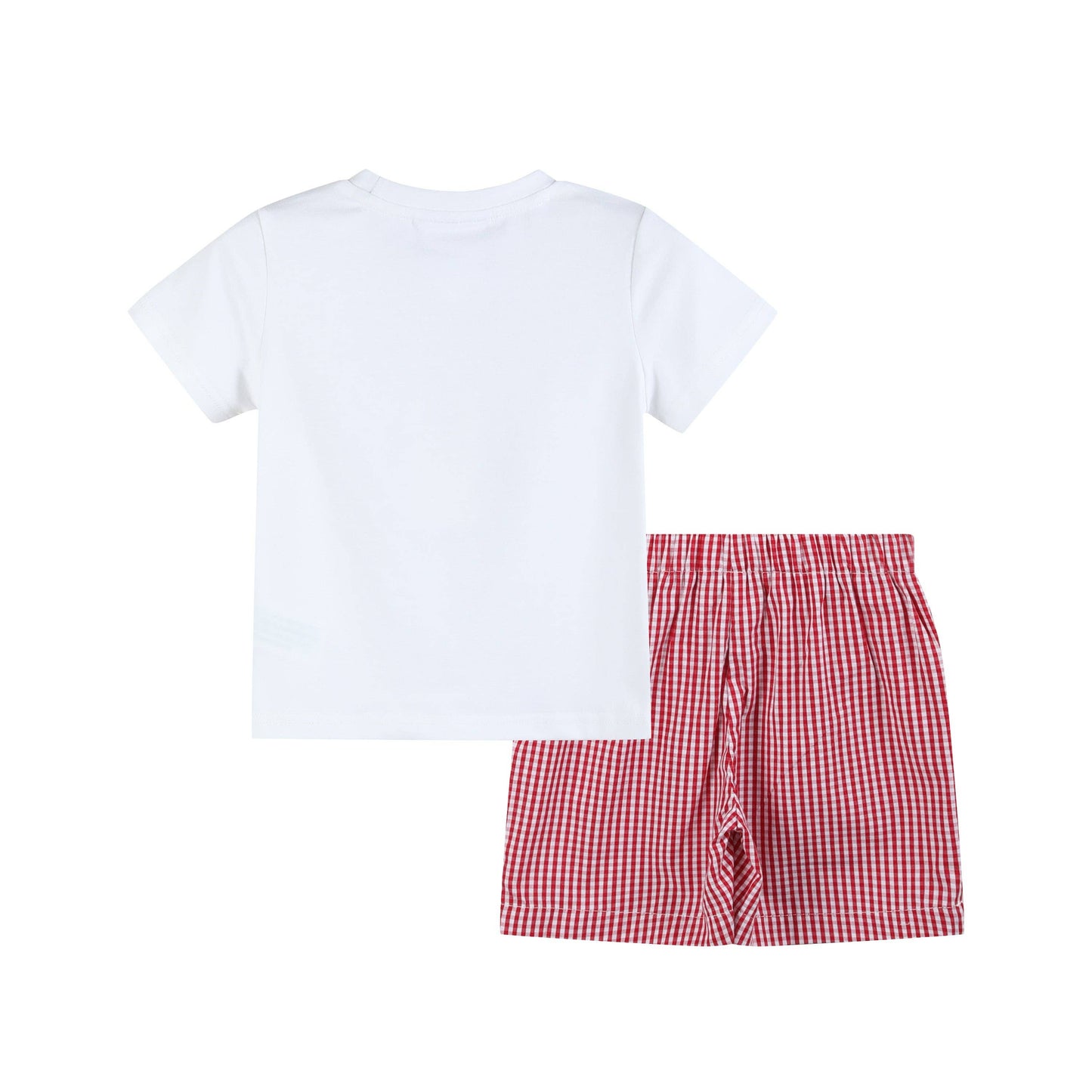 Baseball Smocked Red Gingham Boys Short Set