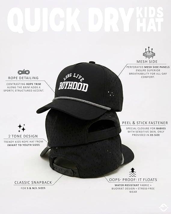 Boy's Hat - Long Live Boyhood - Black: Youth