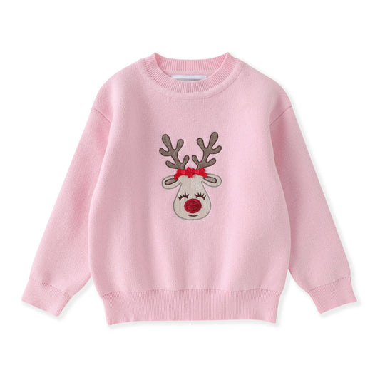 Pink Christmas Reindeer Sweater