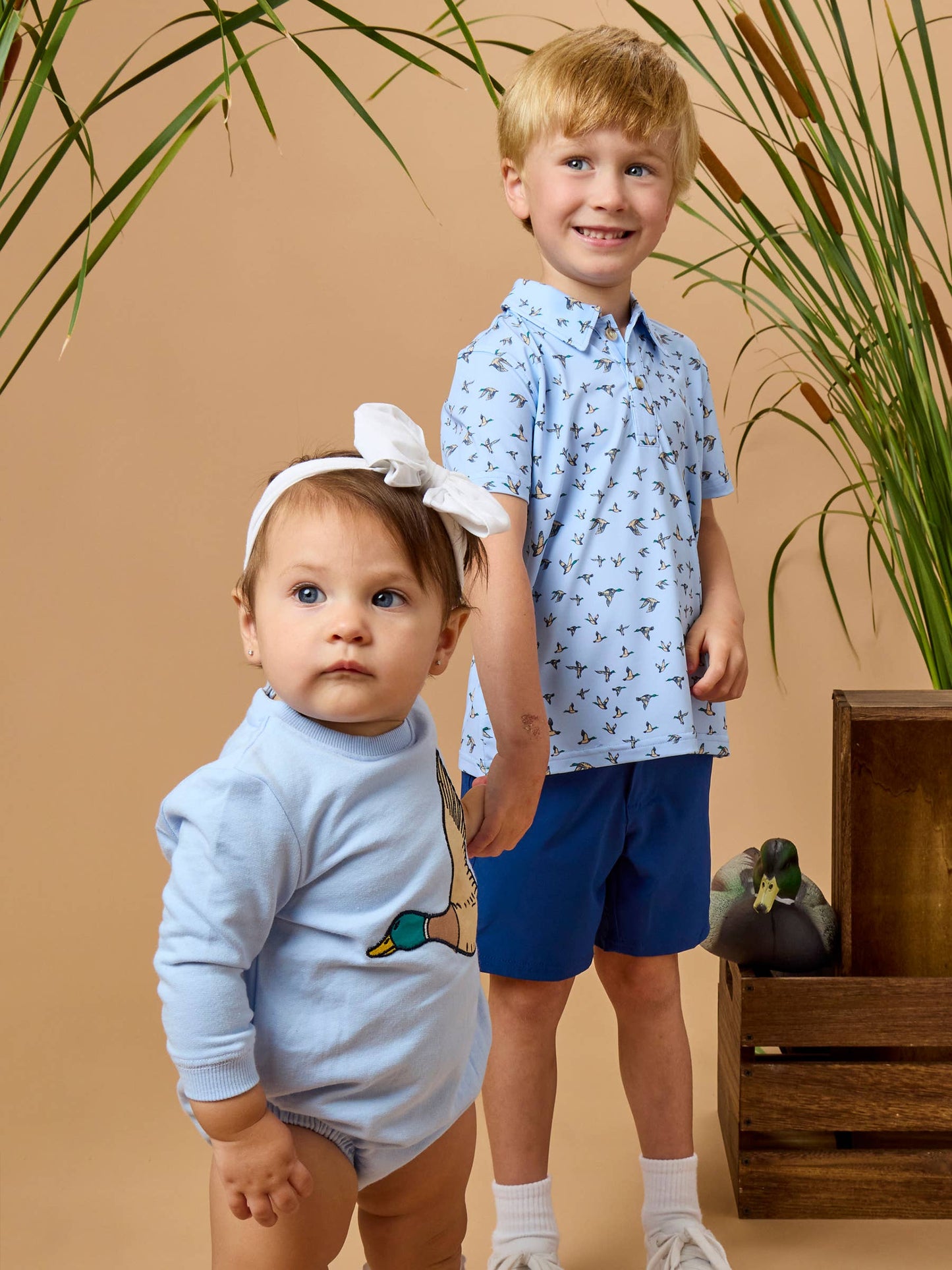 Boys Mallard Skies Blue Short Sleeve Performance Polo