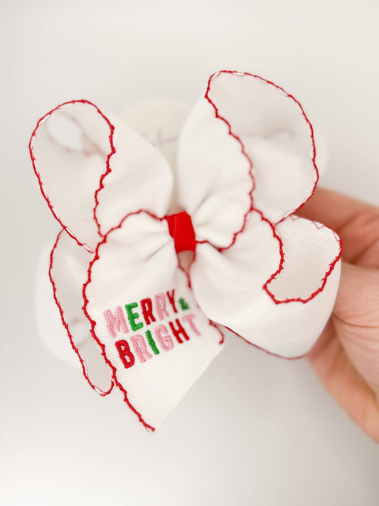 Merry & Bright Moonstitch Hair Bow: 5.5 inch