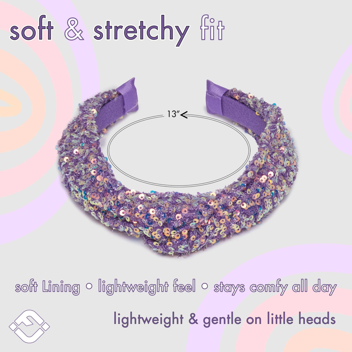 Sequin Girls Headband - Purple