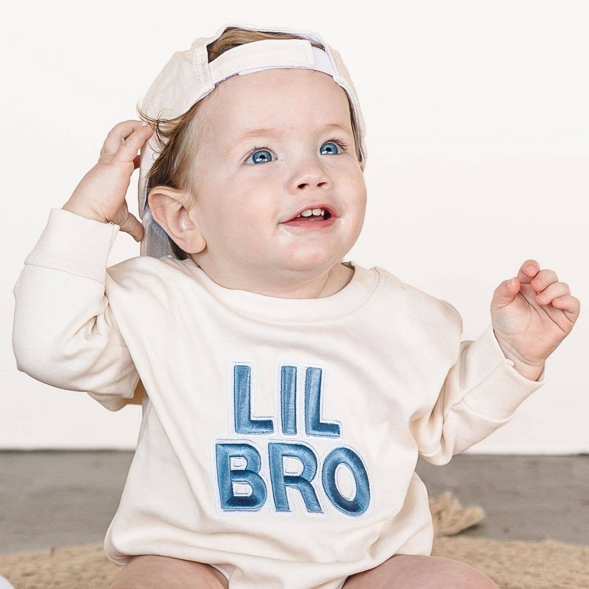 Lil Bro Embroidered Patch Long Sleeve Romper - Family Fun: 00-3M
