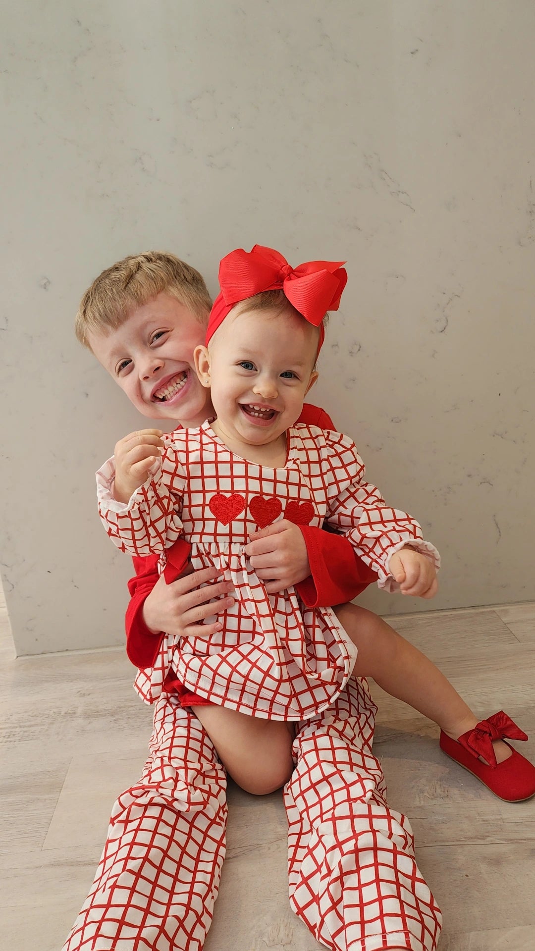 3 Red Hearts Embroidered Girls Bloomer Set