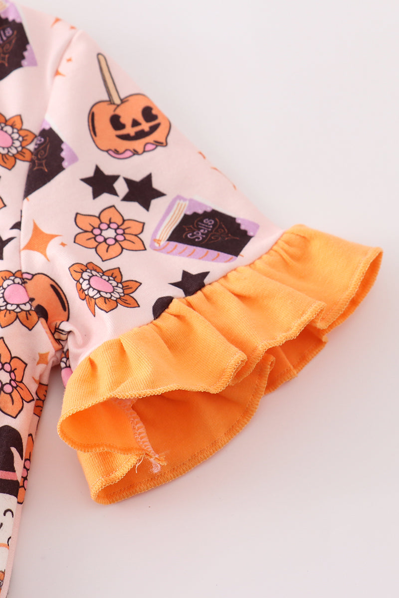Halloween Candy Girls Ruffle Pajama Set