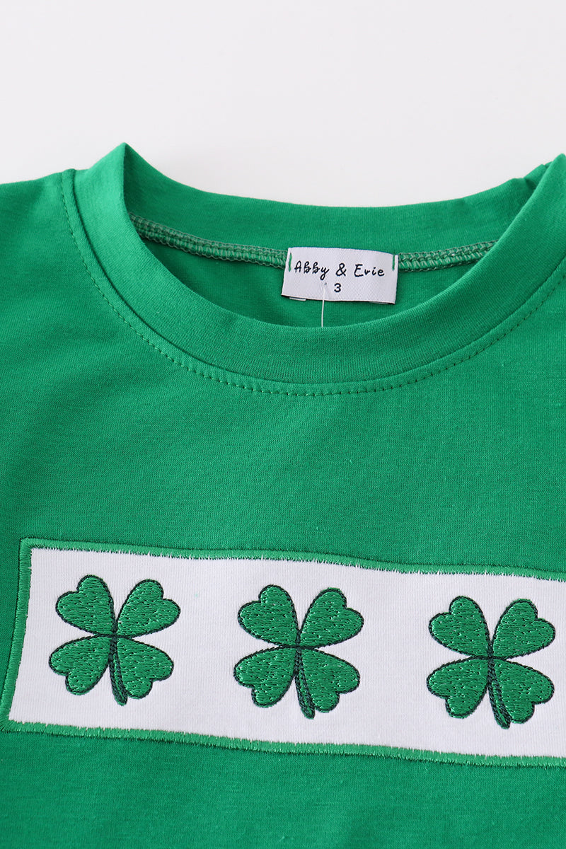 Lucky Clover Embroidered Boys Short Set