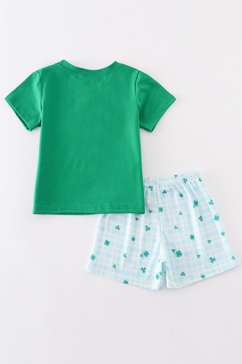 Lucky Clover Embroidered Boys Short Set