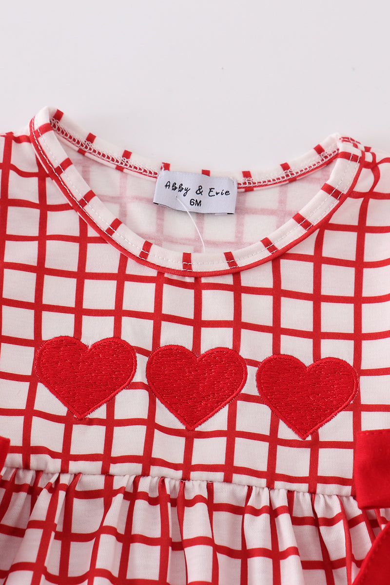 3 Red Hearts Embroidered Girls Bloomer Set