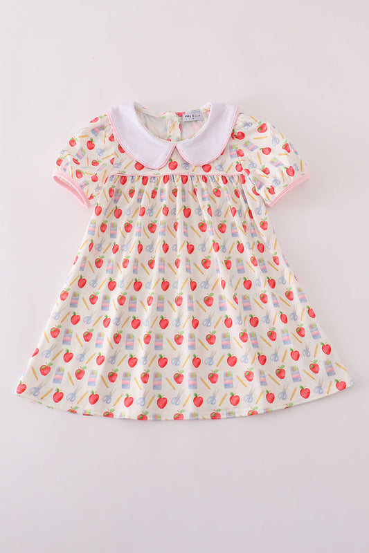 Girls Back to School Apple Print Dress