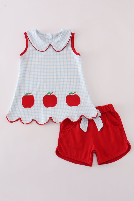 Girls Apple Applique Short Set