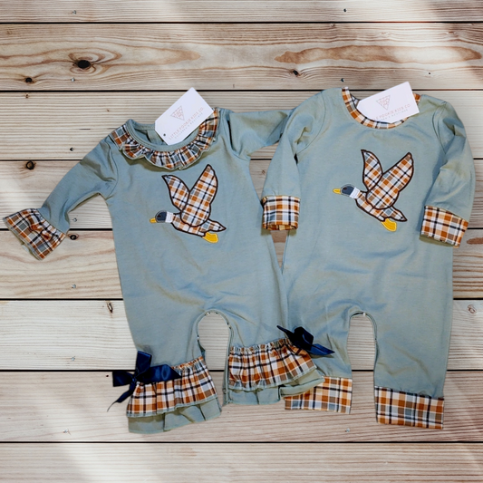 Duck Applique Boys Baby Romper