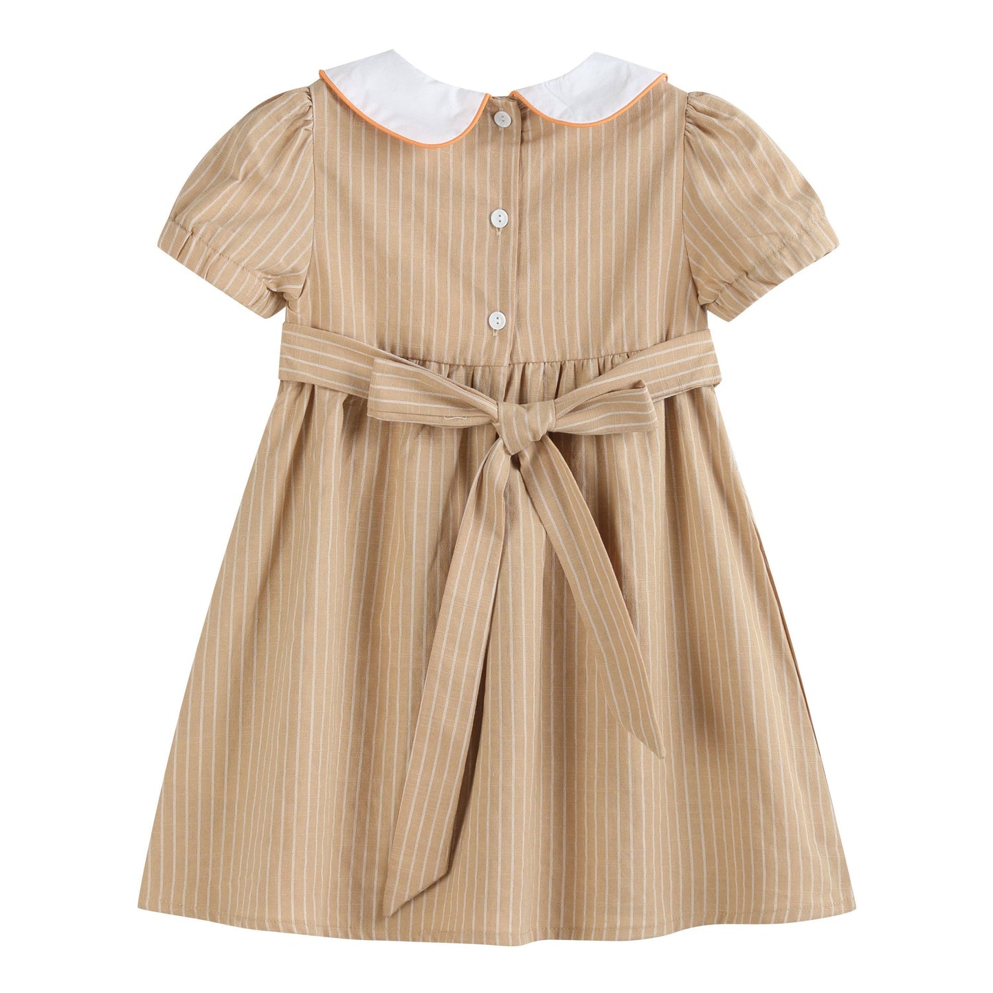 Light Brown Pumpkin Smocked Collared Dress