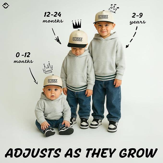 Kids/Baby Two Tone Vintage Cap - Bubba (Black/Beige)