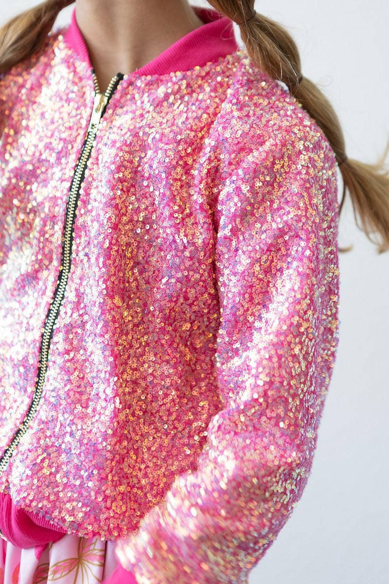 Girls Hot Pink Sequin Jacket