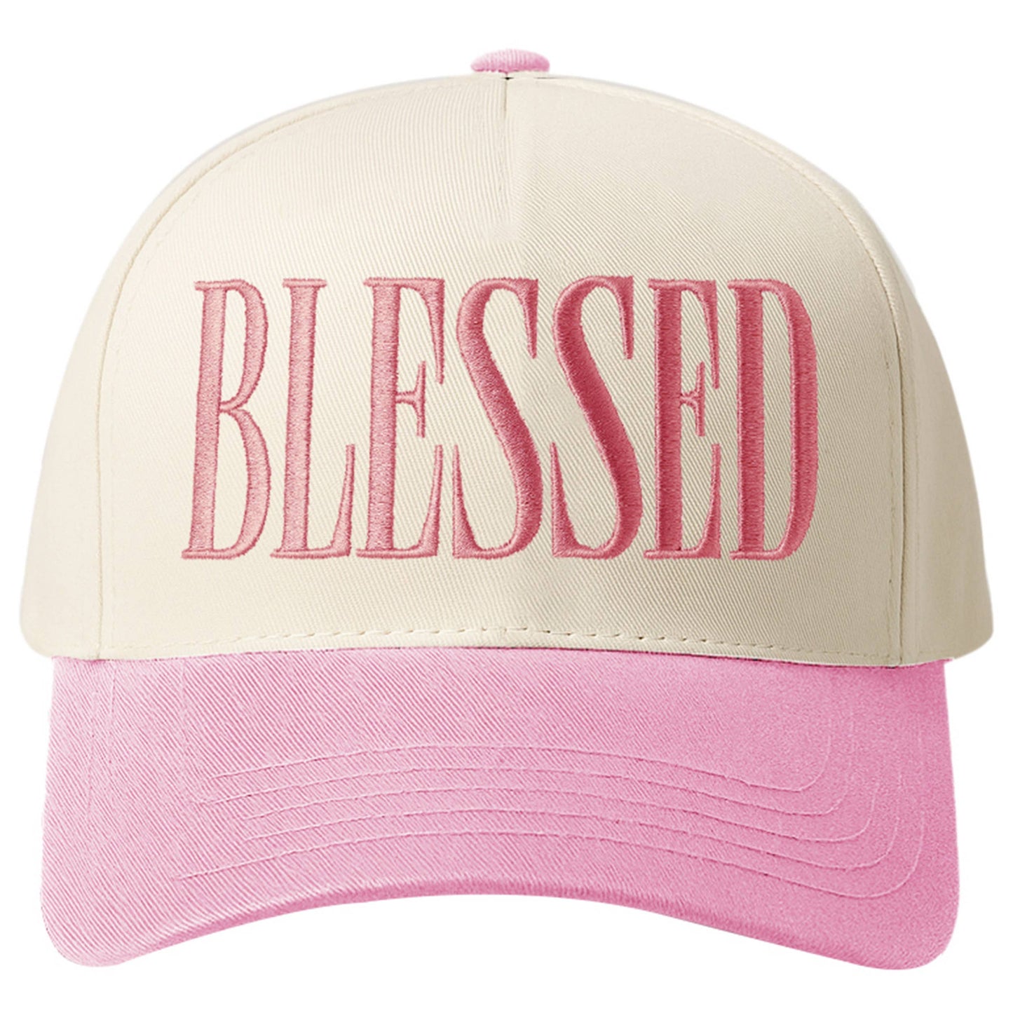 BLESSED Embroidered Pink Two Tone Baseball Cap: Adult