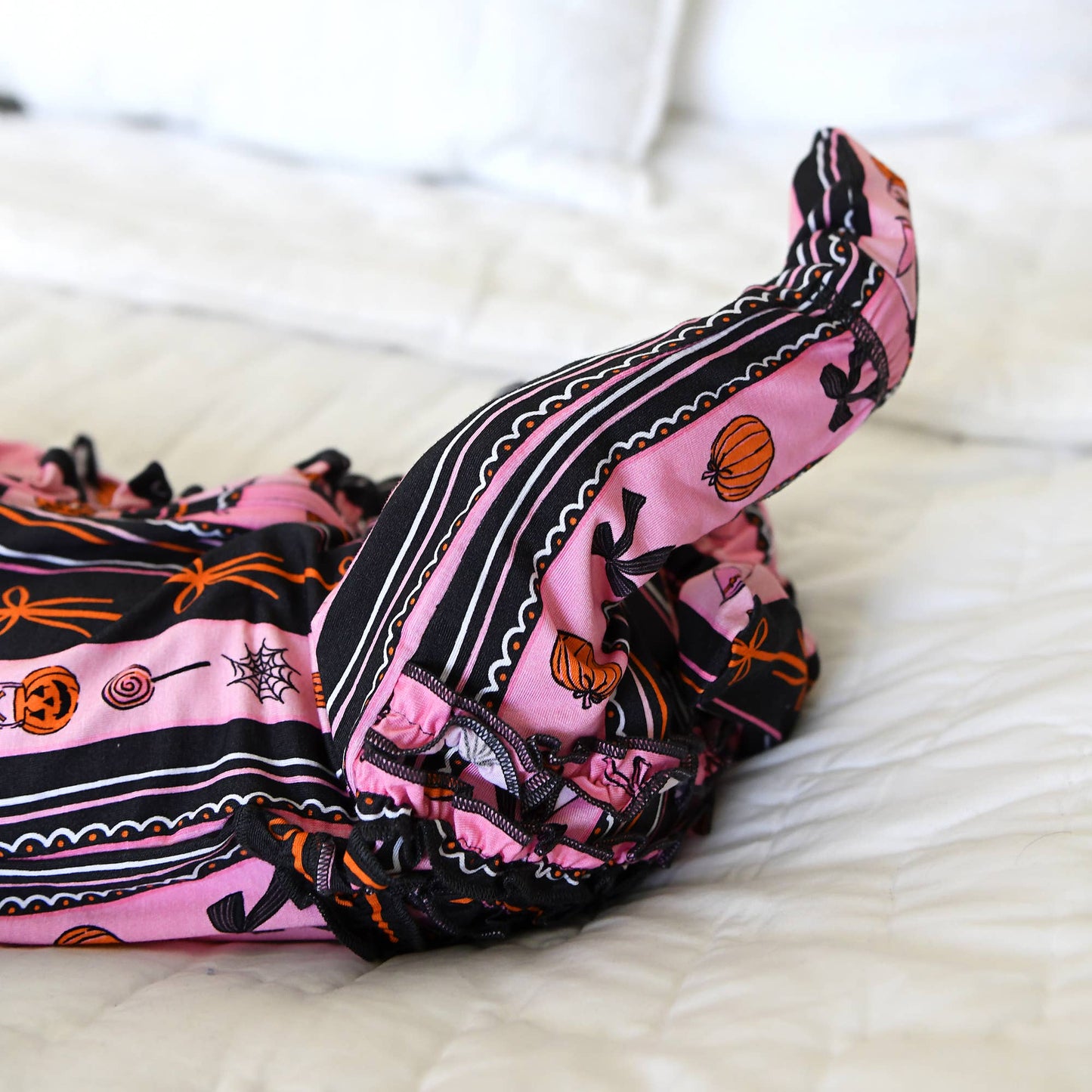 Ruffle Zippy Bamboo Halloween Pumpkins Baby Pajamas