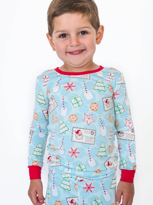 Blue Santa Sweets Christmas Pajama Set