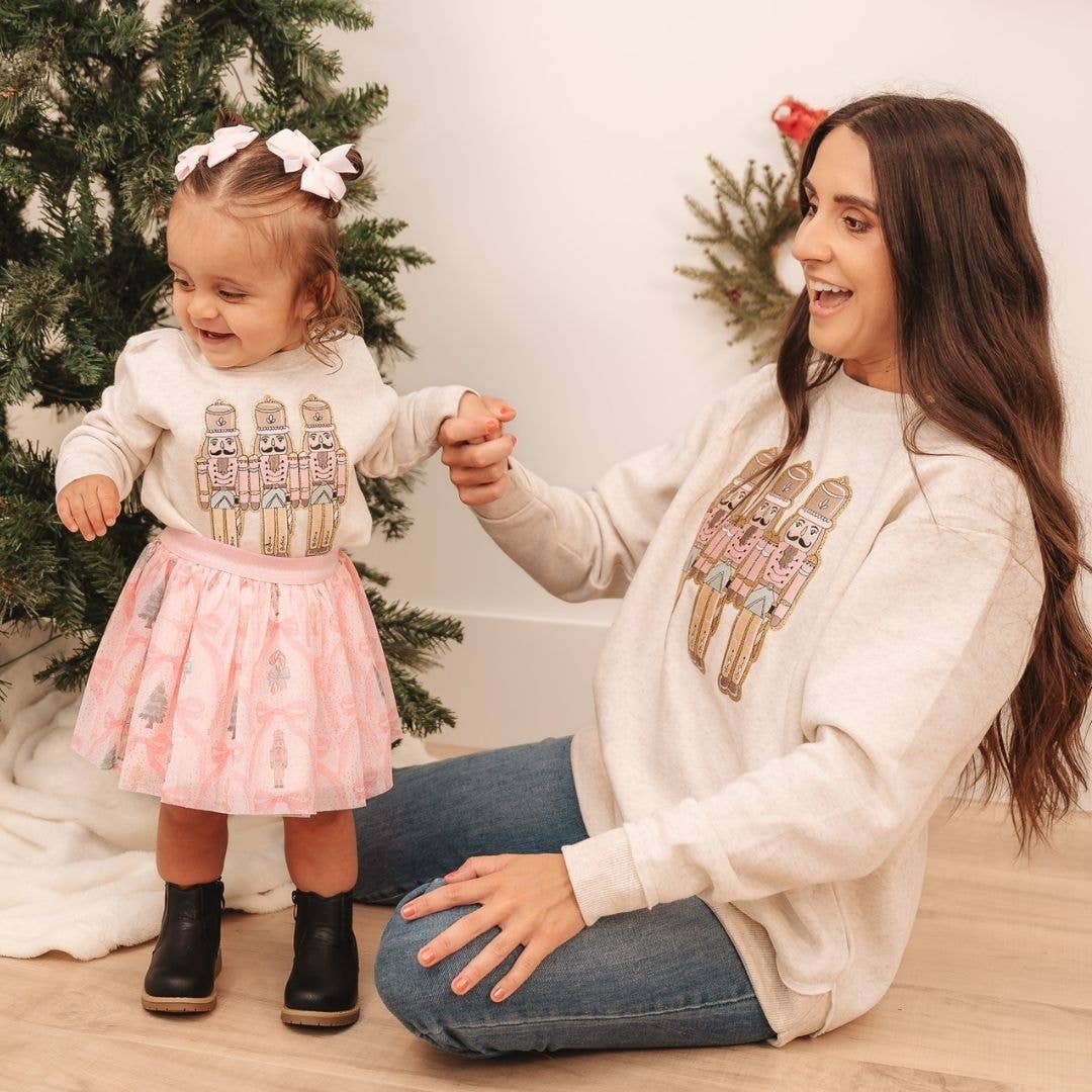 Pastel Nutcracker Patch Christmas Sweatshirt - Kids Clothing: 10