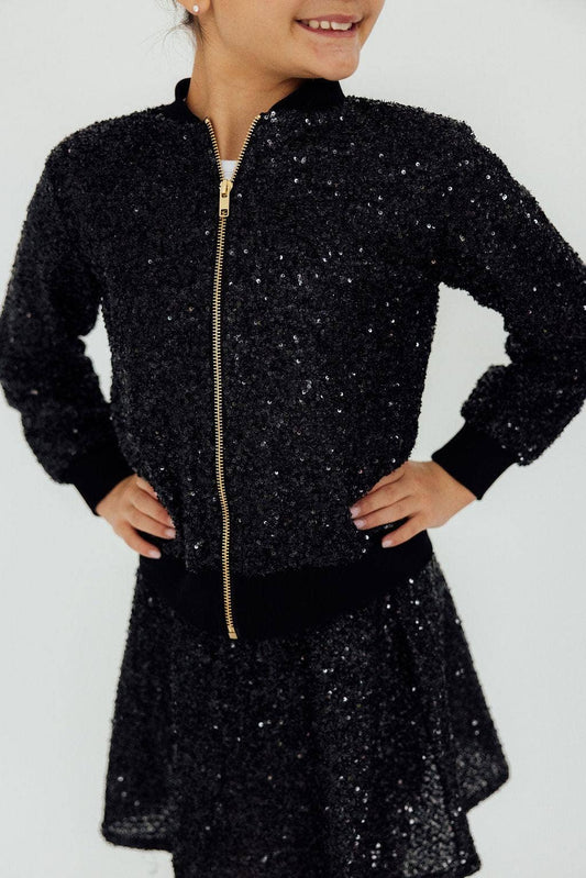 Girls Black Sequin Jacket
