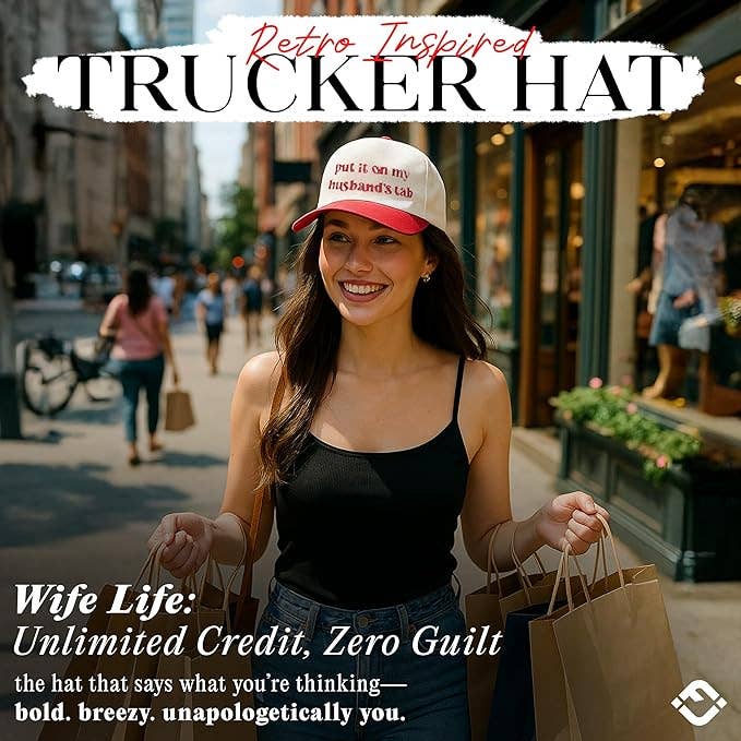 Put It on My Husbands Tab Hat- Beige/Red